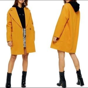 NWOT Topshop Mustard Carly Oversized Coat Size 2